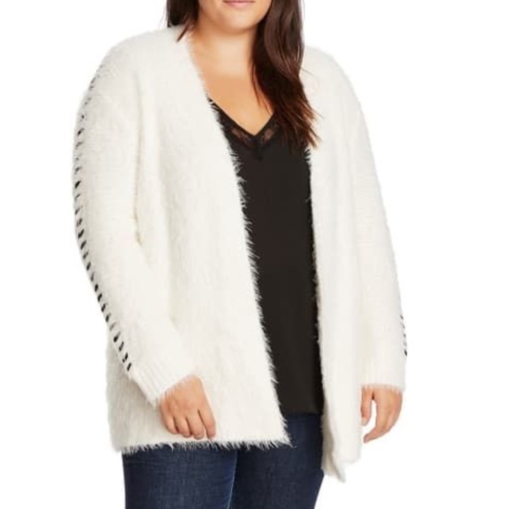 1. State Whipstitch Trim Open Front Cardigan Sweater Plus Size 2X